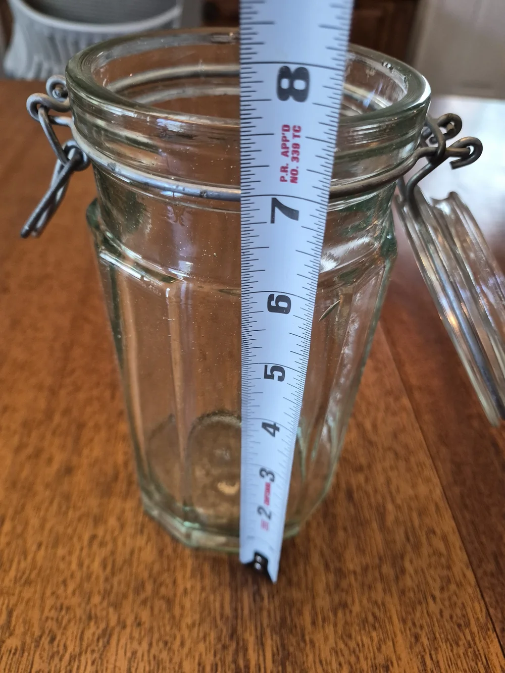 Vintage  Clear  Maccheroni Glass Food Storage Jar with Clamp Lid Made In Italy